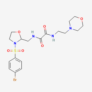 molecular formula C18H25BrN4O6S B2746188 N1-((3-((4-bromophenyl)sulfonyl)oxazolidin-2-yl)methyl)-N2-(2-morpholinoethyl)oxalamide CAS No. 868980-93-2