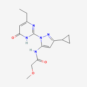 molecular formula C15H19N5O3 B2746191 N-(3-cyclopropyl-1-(4-ethyl-6-oxo-1,6-dihydropyrimidin-2-yl)-1H-pyrazol-5-yl)-2-methoxyacetamide CAS No. 1207042-92-9