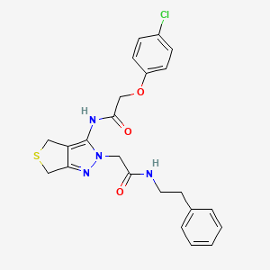 molecular formula C23H23ClN4O3S B2746196 2-(4-氯苯氧基)-N-(2-(2-氧代-2-(苯乙基氨基)乙基)-4,6-二氢噻吩[3,4-c]吡嗪-3-基)乙酰胺 CAS No. 1105219-85-9