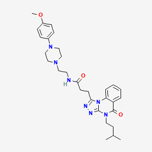 molecular formula C30H39N7O3 B2746201 N-{2-[4-(4-甲氧基苯基)哌嗪-1-基]乙基}-3-[4-(3-甲基丁基)-5-氧代-4H,5H-[1,2,4]三唑并[4,3-a]喹唑-1-基]丙酰胺 CAS No. 2097922-05-7