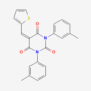 molecular formula C23H18N2O3S B2746206 1,3-Bis(3-methylphenyl)-5-(thiophen-2-ylmethylidene)-1,3-diazinane-2,4,6-trione CAS No. 1023524-36-8