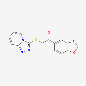molecular formula C15H11N3O3S B2746210 1-(1,3-苯并二氧杂环戊-5-基)-2-([1,2,4]三唑[4,3-a]吡啶-3-基硫醚基)乙酮 CAS No. 690643-09-5