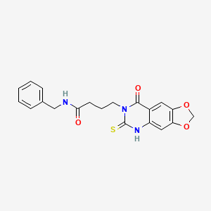 molecular formula C20H19N3O4S B2746214 N-benzyl-4-(8-oxo-6-sulfanylidene-5H-[1,3]dioxolo[4,5-g]quinazolin-7-yl)butanamide CAS No. 688054-48-0