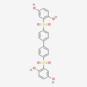 molecular formula C24H18O8S2 B2746216 2-[4-[4-(2,5-Dihydroxyphenyl)sulfonylphenyl]phenyl]sulfonylbenzene-1,4-diol CAS No. 29624-69-9