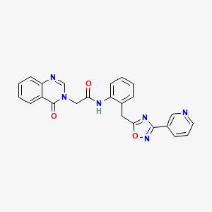 molecular formula C24H18N6O3 B2746217 2-(4-oxoquinazolin-3(4H)-yl)-N-(2-((3-(pyridin-3-yl)-1,2,4-oxadiazol-5-yl)methyl)phenyl)acetamide CAS No. 1797602-46-0
