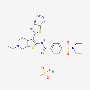 molecular formula C28H34N4O6S4 B2746226 N-(3-(benzo[d]thiazol-2-yl)-6-ethyl-4,5,6,7-tetrahydrothieno[2,3-c]pyridin-2-yl)-4-(N,N-diethylsulfamoyl)benzamide methanesulfonate CAS No. 1184989-35-2