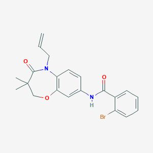 molecular formula C21H21BrN2O3 B2746229 N-(5-allyl-3,3-dimethyl-4-oxo-2,3,4,5-tetrahydrobenzo[b][1,4]oxazepin-8-yl)-2-bromobenzamide CAS No. 921565-28-8