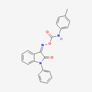 molecular formula C22H17N3O3 B2746233 1-苯基-3-{[(4-甲基苯胺羰基)氧基]亚胺}-1H-吲哚-2-酮 CAS No. 866143-54-6