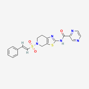 molecular formula C19H17N5O3S2 B2746236 (E)-N-(5-(styrylsulfonyl)-4,5,6,7-tetrahydrothiazolo[5,4-c]pyridin-2-yl)pyrazine-2-carboxamide CAS No. 1351664-24-8