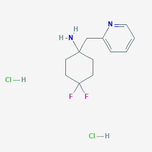 molecular formula C12H18Cl2F2N2 B2746239 4,4-Difluoro-1-(pyridin-2-ylmethyl)cyclohexan-1-amine dihydrochloride CAS No. 1380300-54-8