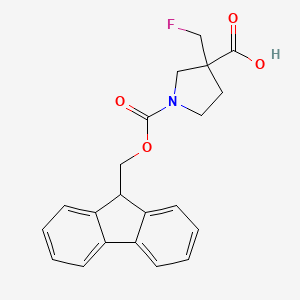 molecular formula C21H20FNO4 B2746244 1-(9H-Fluoren-9-ylmethoxycarbonyl)-3-(fluoromethyl)pyrrolidine-3-carboxylic acid CAS No. 2384509-24-2