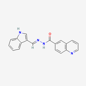molecular formula C19H14N4O B2746249 N'-[(1E)-(1H-indol-3-yl)methylidene]quinoline-6-carbohydrazide CAS No. 866018-36-2