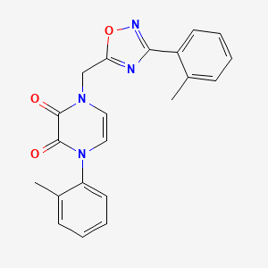 molecular formula C21H18N4O3 B2746252 1-(o-tolyl)-4-((3-(o-tolyl)-1,2,4-oxadiazol-5-yl)methyl)pyrazine-2,3(1H,4H)-dione CAS No. 1251607-31-4