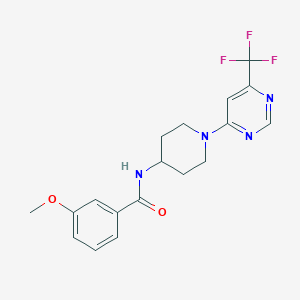 molecular formula C18H19F3N4O2 B2746264 3-methoxy-N-{1-[6-(trifluoromethyl)-4-pyrimidinyl]-4-piperidyl}benzamide CAS No. 1775452-54-4