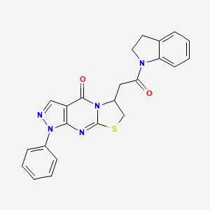 molecular formula C23H19N5O2S B2746265 6-(2-(indolin-1-yl)-2-oxoethyl)-1-phenyl-6,7-dihydropyrazolo[3,4-d]thiazolo[3,2-a]pyrimidin-4(1H)-one CAS No. 946334-68-5