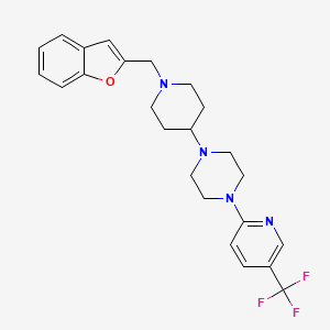 molecular formula C24H27F3N4O B2746268 1-(1-(Benzofuran-2-ylmethyl)piperidin-4-yl)-4-(5-(trifluoromethyl)pyridin-2-yl)piperazine CAS No. 2034525-02-3