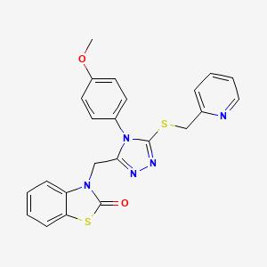 molecular formula C23H19N5O2S2 B2746269 3-((4-(4-methoxyphenyl)-5-((pyridin-2-ylmethyl)thio)-4H-1,2,4-triazol-3-yl)methyl)benzo[d]thiazol-2(3H)-one CAS No. 862829-55-8