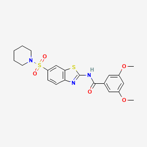 molecular formula C21H23N3O5S2 B2746271 3,5-二甲氧基-N-(6-(哌啶-1-基磺酰基)苯并[d]噻唑-2-基)苯甲酰胺 CAS No. 865592-61-6