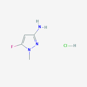 molecular formula C4H7ClFN3 B2746278 5-氟-1-甲基吡唑-3-胺；盐酸盐 CAS No. 2378503-85-4