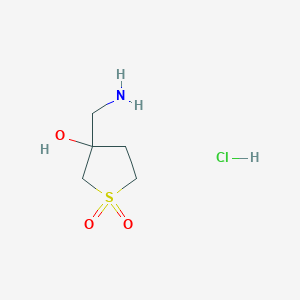 molecular formula C5H12ClNO3S B2746283 3-(Aminomethyl)-3-hydroxy-1lambda6-thiolane-1,1-dione hydrochloride CAS No. 1864052-26-5