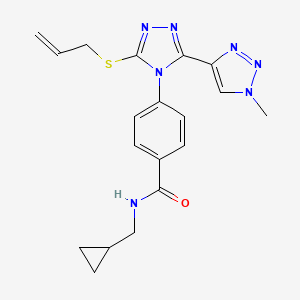 molecular formula C19H21N7OS B2746284 N-(Cyclopropylmethyl)-4-[3-(1-methyltriazol-4-yl)-5-prop-2-enylsulfanyl-1,2,4-triazol-4-yl]benzamide CAS No. 2380061-16-3