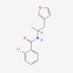 molecular formula C14H14ClNO2 B2746296 2-chloro-N-(1-(furan-3-yl)propan-2-yl)benzamide CAS No. 1795491-48-3