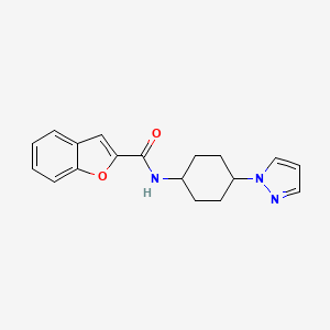 molecular formula C18H19N3O2 B2746298 N-[4-(1H-pyrazol-1-yl)cyclohexyl]-1-benzofuran-2-carboxamide CAS No. 2097897-25-9