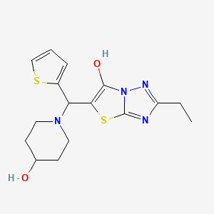 1-({2-ethyl-6-hydroxy-[1,2,4]triazolo[3,2-b][1,3]thiazol-5-yl}(thiophen-2-yl)methyl)piperidin-4-ol