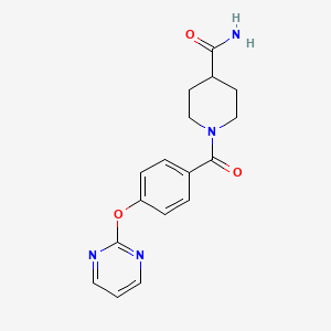 molecular formula C17H18N4O3 B2746314 1-(4-(Pyrimidin-2-yloxy)benzoyl)piperidine-4-carboxamide CAS No. 1334376-20-3