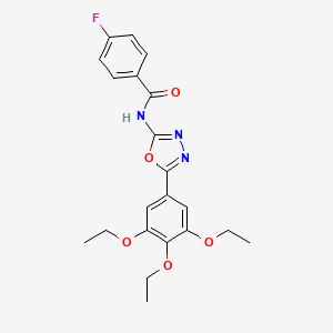 molecular formula C21H22FN3O5 B2746325 4-fluoro-N-[5-(3,4,5-triethoxyphenyl)-1,3,4-oxadiazol-2-yl]benzamide CAS No. 891124-30-4
