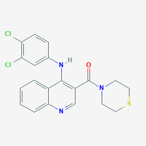 molecular formula C20H17Cl2N3OS B2746328 (4-((3,4-Dichlorophenyl)amino)quinolin-3-yl)(thiomorpholino)methanone CAS No. 1358760-88-9