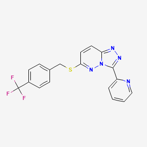 molecular formula C18H12F3N5S B2746330 3-Pyridin-2-yl-6-[[4-(trifluoromethyl)phenyl]methylsulfanyl]-[1,2,4]triazolo[4,3-b]pyridazine CAS No. 868968-04-1
