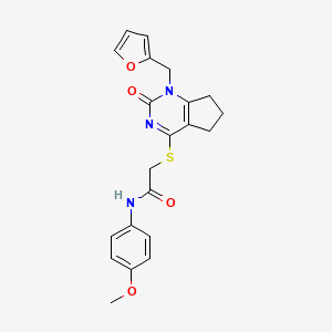 molecular formula C21H21N3O4S B2746334 2-[[1-(furan-2-ylmethyl)-2-oxo-6,7-dihydro-5H-cyclopenta[d]pyrimidin-4-yl]sulfanyl]-N-(4-methoxyphenyl)acetamide CAS No. 946374-04-5