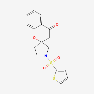 molecular formula C16H15NO4S2 B2746343 1'-(噻吩-2-基磺酰)螺[咯曼-2,3'-吡咯啉]-4-酮 CAS No. 1448130-81-1