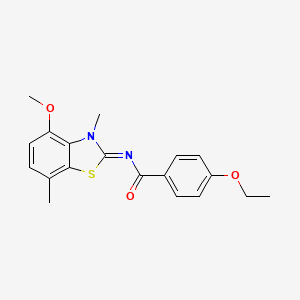 molecular formula C19H20N2O3S B2746358 4-ethoxy-N-(4-methoxy-3,7-dimethyl-1,3-benzothiazol-2-ylidene)benzamide CAS No. 868370-53-0