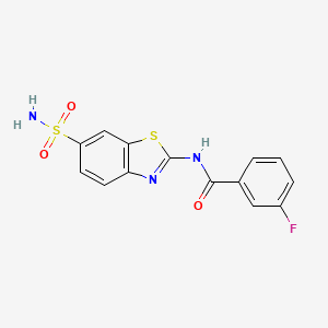 molecular formula C14H10FN3O3S2 B2746364 3-fluoro-N-(6-sulfamoyl-1,3-benzothiazol-2-yl)benzamide CAS No. 329904-81-6