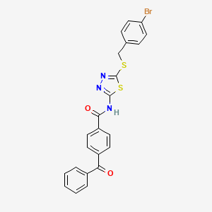 molecular formula C23H16BrN3O2S2 B2746366 4-苯甲酰-N-[5-[(4-溴苯基)甲基硫基]-1,3,4-噻二唑-2-基]苯甲酰胺 CAS No. 392303-12-7