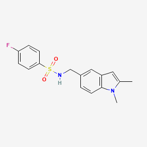 molecular formula C17H17FN2O2S B2746368 N-((1,2-dimethyl-1H-indol-5-yl)methyl)-4-fluorobenzenesulfonamide CAS No. 852139-25-4