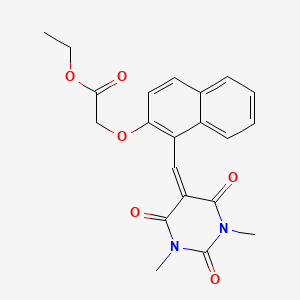 molecular formula C21H20N2O6 B2746384 ethyl 2-[(1-{[1,3-dimethyl-2,4,6-trioxotetrahydro-5(2H)-pyrimidinyliden]methyl}-2-naphthyl)oxy]acetate CAS No. 866142-61-2