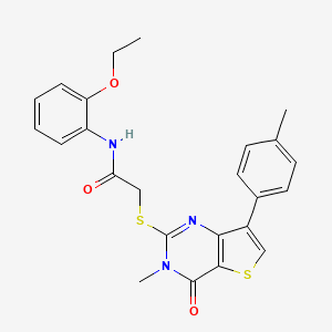 molecular formula C24H23N3O3S2 B2746386 N-(2-ethoxyphenyl)-2-{[3-methyl-7-(4-methylphenyl)-4-oxo-3,4-dihydrothieno[3,2-d]pyrimidin-2-yl]sulfanyl}acetamide CAS No. 1105249-19-1