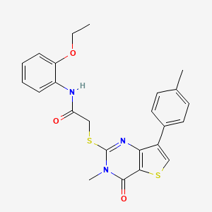 molecular formula C24H23N3O3S2 B2746386 N-(2-乙氧苯基)-2-{[3-甲基-7-(4-甲基苯基)-4-氧代-3,4-二氢噻吩[3,2-d]嘧啶-2-基)硫基]乙酰胺 CAS No. 1105249-19-1