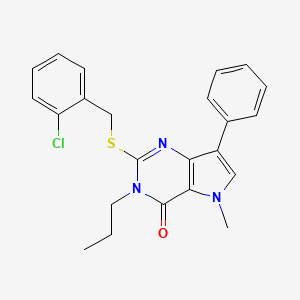 molecular formula C23H22ClN3OS B2746387 2-((2-氯苄基)硫基)-5-甲基-7-苯基-3-丙基-3H-嘧啶并[3,2-d]嘧啶-4(5H)-酮 CAS No. 1115371-23-7