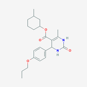 molecular formula C22H30N2O4 B2746391 3-Methylcyclohexyl 6-methyl-2-oxo-4-(4-propoxyphenyl)-1,2,3,4-tetrahydropyrimidine-5-carboxylate CAS No. 301317-72-6
