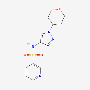 molecular formula C13H16N4O3S B2746417 N-(1-(tetrahydro-2H-pyran-4-yl)-1H-pyrazol-4-yl)pyridine-3-sulfonamide CAS No. 1797182-30-9
