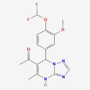 molecular formula C16H16F2N4O3 B2746420 1-(7-(4-(Difluoromethoxy)-3-methoxyphenyl)-5-methyl-4,7-dihydro-[1,2,4]triazolo[1,5-a]pyrimidin-6-yl)ethanone CAS No. 725218-07-5