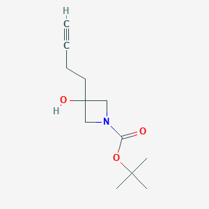 molecular formula C12H19NO3 B2746427 Tert-butyl 3-but-3-ynyl-3-hydroxyazetidine-1-carboxylate CAS No. 1478624-50-8