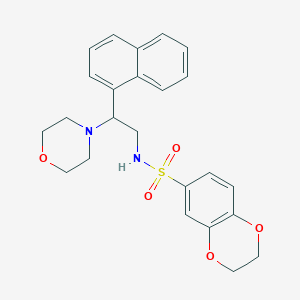 molecular formula C24H26N2O5S B2746429 N-(2-morpholino-2-(naphthalen-1-yl)ethyl)-2,3-dihydrobenzo[b][1,4]dioxine-6-sulfonamide CAS No. 941891-46-9