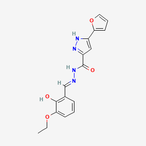 molecular formula C17H16N4O4 B2746443 (E)-N'-(3-ethoxy-2-hydroxybenzylidene)-3-(furan-2-yl)-1H-pyrazole-5-carbohydrazide CAS No. 1285642-90-1
