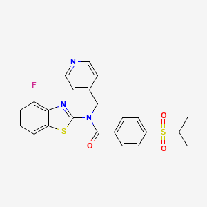 molecular formula C23H20FN3O3S2 B2746444 N-(4-fluorobenzo[d]thiazol-2-yl)-4-(isopropylsulfonyl)-N-(pyridin-4-ylmethyl)benzamide CAS No. 923173-50-6