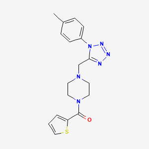 molecular formula C18H20N6OS B2746462 thiophen-2-yl(4-((1-(p-tolyl)-1H-tetrazol-5-yl)methyl)piperazin-1-yl)methanone CAS No. 1049349-74-7
